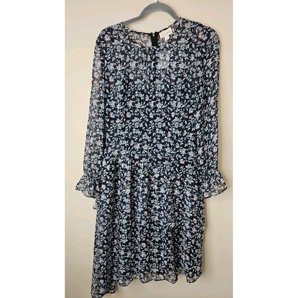 Maison Jules Dress Women 6 Blue Floral Flouncy CottageCore Lined Assymetric Hem